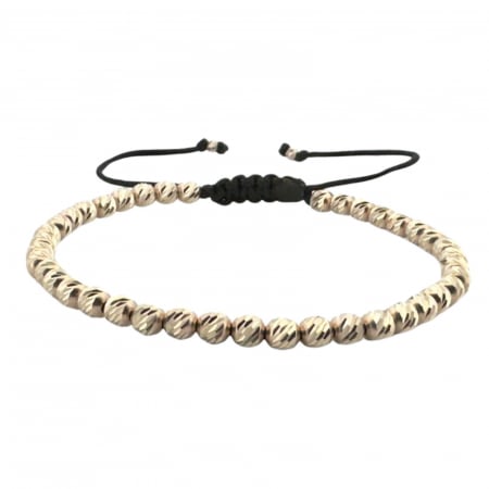 Brățară cu Șnur și Bile de Aur Alb 4mm, Șnur Reglabil [2]