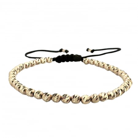 Brățară cu Șnur și Bile de Aur Alb 4mm, Șnur Reglabil [0]