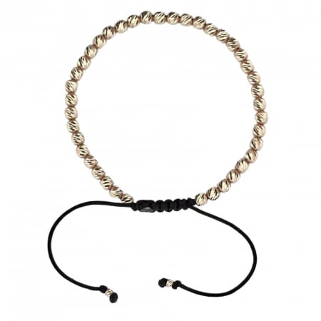 Brățară cu Șnur și Bile de Aur Alb 4mm, Șnur Reglabil [1]