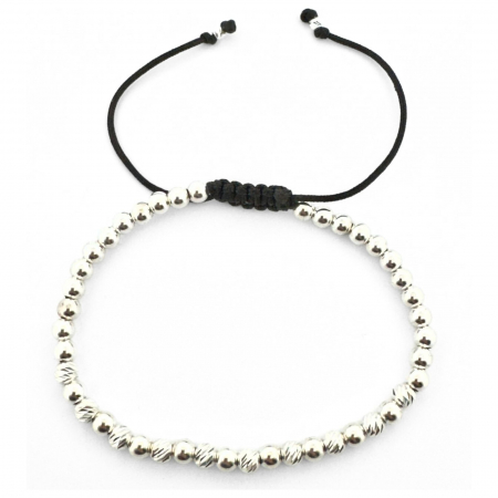 Brățară cu Șnur și Bile din Argint 925 4mm, Unisex [2]