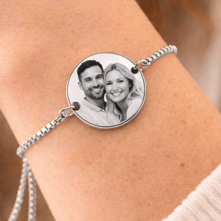 Brățară Damă Personalizată cu Poză și Mesaj – Bănuț 20 mm, Inox Premium, Reglabilă [2]