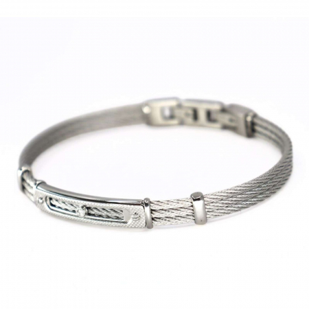Brățară din Oțel cu Diamant Natural 0.015ct pentru Bărbați [7]