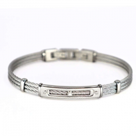 Brățară din Oțel cu Diamant Natural 0.015ct pentru Bărbați [8]
