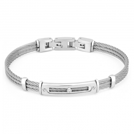 Bratari cu diamante - Brățară din Oțel cu Diamant Natural 0.015ct pentru Bărbați