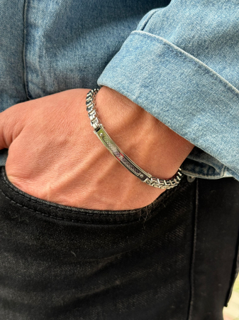 Bratari cu diamante - Brățară din Oțel Inoxidabil cu Diamant de 0.015ct pentru Bărbați