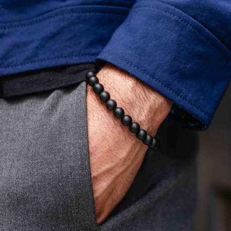 BRATARI - Brățară Elastică și Pietre Naturale Onix Negru Mat 8mm