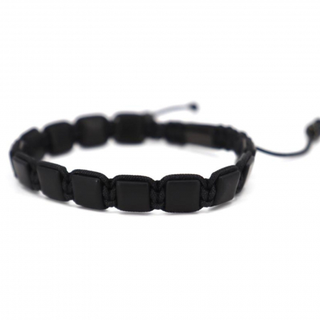 Bratara onix 8 mm, pietre patrate mate, snur macrame impletit [4]