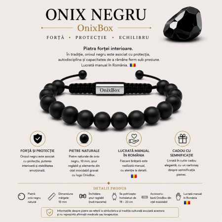Brățară Onix Negru Mat pentru Bărbați – Forță & Protecție [4]