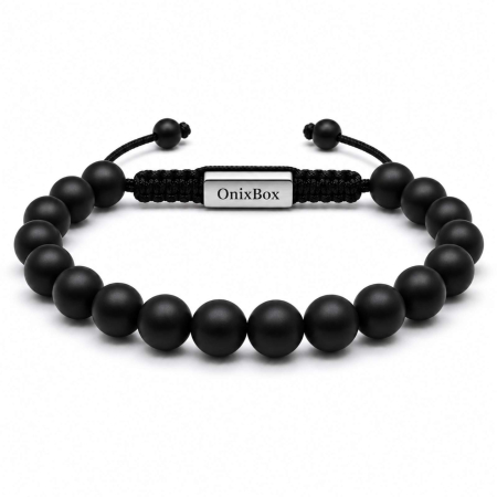 Bratari pietre semipretioase - Brățară Onix Negru Mat pentru Bărbați – Pietre Naturale 8 mm – Forță & Protecție