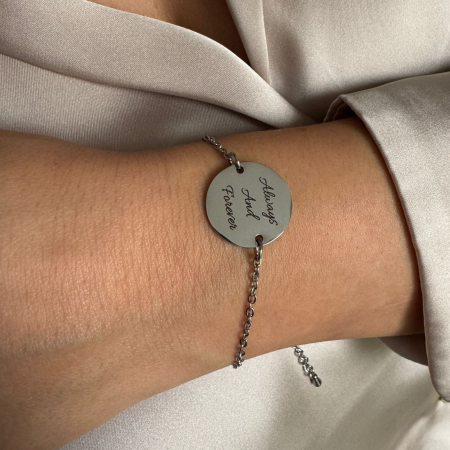 Brățară Personalizată cu Mesaj, pentru Damă - Bănuț 20mm, Lanț Reglabil, Inox Premium [2]