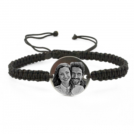 PRECOMENZI - Brățară Personalizată cu Poză - Oțel Inoxidabil, Șnur Reglabil - Gravură Laser