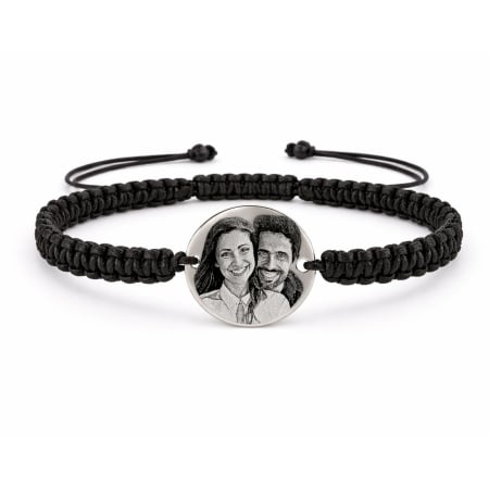 Bratari inox barbati - Brățară Personalizată cu Poză - Oțel Inoxidabil, Șnur Reglabil - Gravură Laser