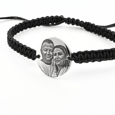 Brățări Personalizate Cuplu – Bănuț Gravat cu Poză și Text, Șnur Reglabil, Inox Premium [4]