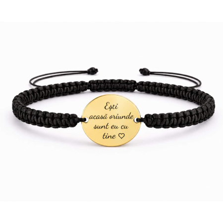 Cadouri pentru Tata - Brățară Personalizată cu Poză și Mesaj pentru Tată – Bănuț Auriu 18K din Inox, Șnur Reglabil, Cadou Premium