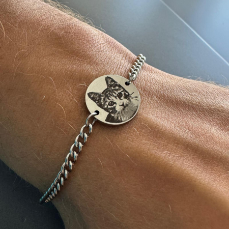 Brățară Personalizată cu Poză și Text pentru Bărbați - Bănuț 17 mm, cu Lanț din Oțel Inoxdiabil [7]