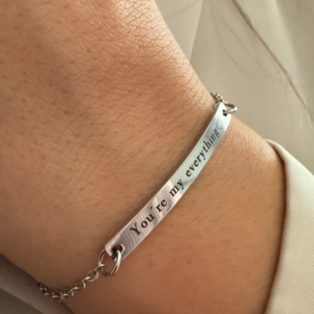 Bratari otel inoxidabil - Brățară Personalizată pentru Damă - Plăcuță 40mm, Lanț Reglabil, Inox Premium