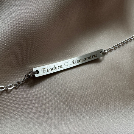 Brățară Personalizată pentru Damă - Plăcuță 40mm, Lanț Reglabil, Inox Premium [2]