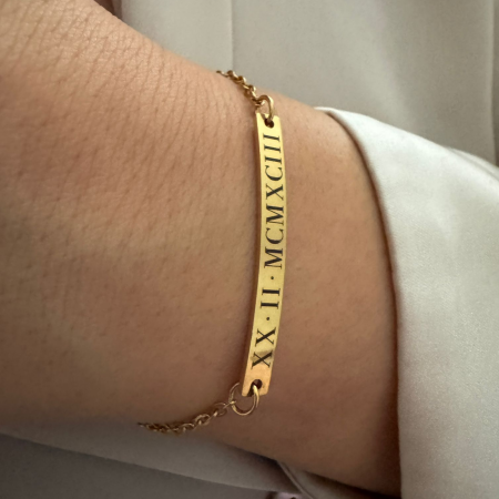 Brățară Personalizată pentru Damă - Plăcuță 40mm, Lanț Reglabil, Inox Premium Auriu [4]