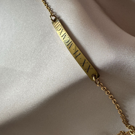 Brățară Personalizată pentru Damă - Plăcuță 40mm, Lanț Reglabil, Inox Premium Auriu [3]