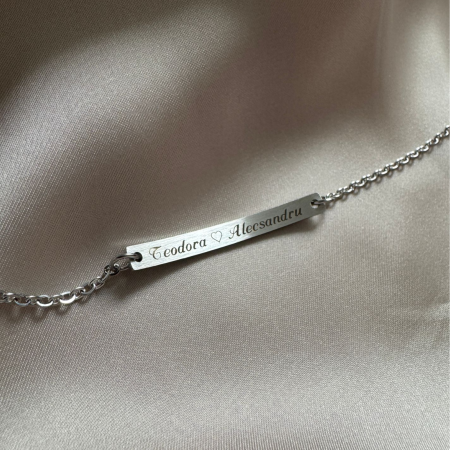 Brățară Personalizată pentru Damă - Plăcuță 40mm, Lanț Reglabil, Inox Premium Auriu [6]
