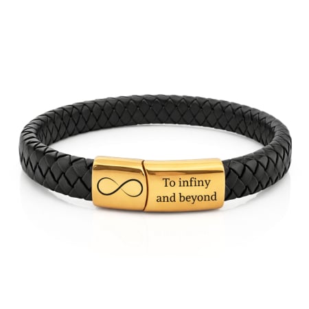 Bratari piele barbati - Brățară Piele Bărbați Personalizată cu Gravură Text, Închidere Magnetică Aurie, Inox