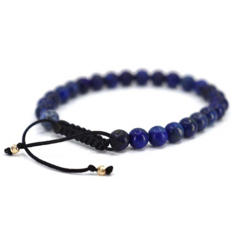 Bratara snur cu bilute de aur si pietre Lapis Lazuli [2]