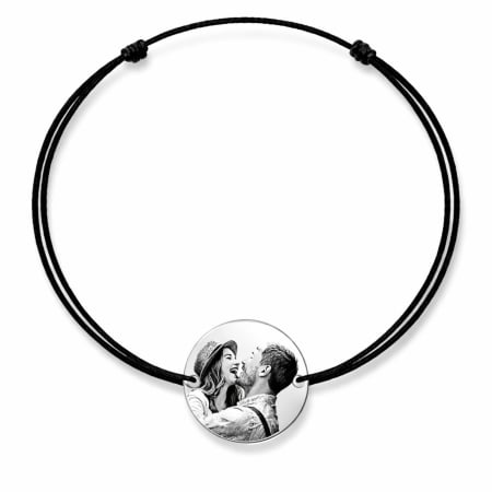 Bratari Argint Personalizate - Bratara snur si banut Argint personalizata foto