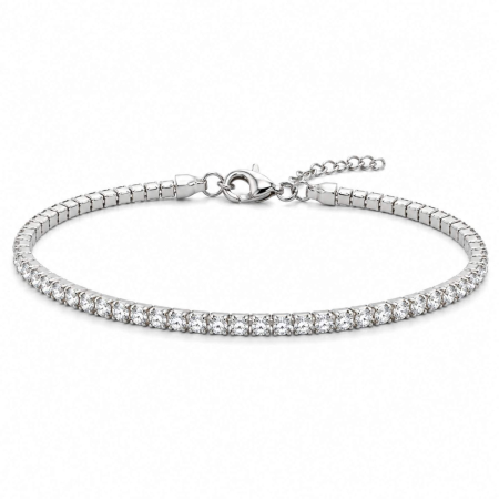 Bratari argint femei - Bratara Tennis Argint 925, Cristale Albe Zirconiu 2mm, Lungime Reglabilă, pentru Damă