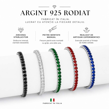 Brățară Tennis Argint 925, Cristale Zirconiu Alb 2mm, Lungime 17 cm, pentru Damă [4]