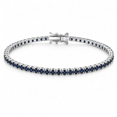 Bratari argint femei - Bratara Tennis Argint 925, Cristale Zirconiu Albastru 2mm, Lungime 16 cm, pentru Dama