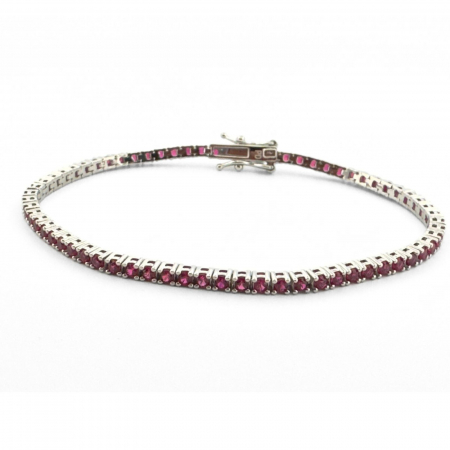 Brățară Tennis Argint 925, Cristale Zirconiu Fucsia 2mm, Lungime 19 cm, pentru Damă [5]