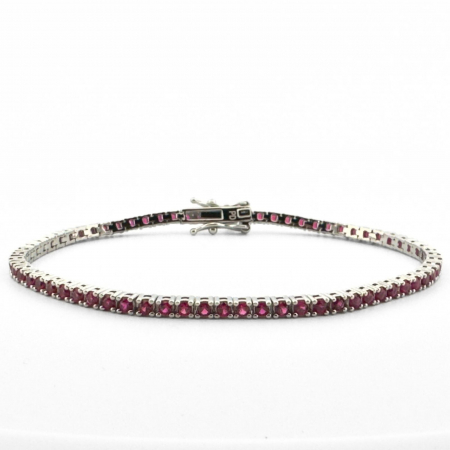 Bratari argint femei - Brățară Tennis Argint 925, Cristale Zirconiu Fucsia 2mm, Lungime 19 cm, pentru Damă