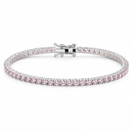 Bratari argint femei - Brățară Tennis Argint 925, Cristale Zirconiu Roz 2mm, Lungime 17 cm, pentru Damă