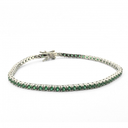Brățară Tennis Argint 925, Cristale Zirconiu Verde 2mm, Lungime 19 cm, pentru Damă [4]