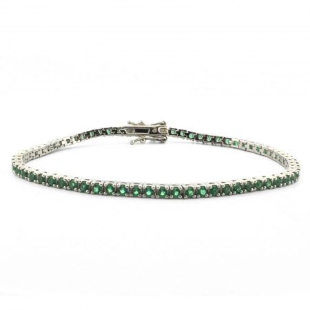 Bratari argint femei - Brățară Tennis Argint 925, Cristale Zirconiu Verde 2mm, Lungime 19 cm, pentru Damă