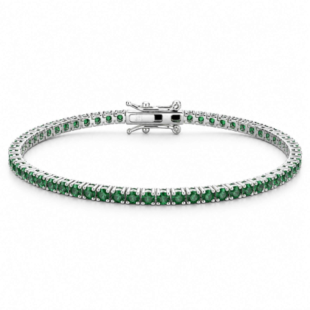 Bratari argint femei - Brățară Tennis Argint 925, Cristale Zirconiu Verde 2mm, Lungime 17 cm, pentru Damă