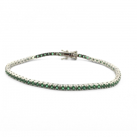 Brățară Tennis Argint 925, Cristale Zirconiu Verde 2mm, Lungime 19 cm, pentru Damă [3]
