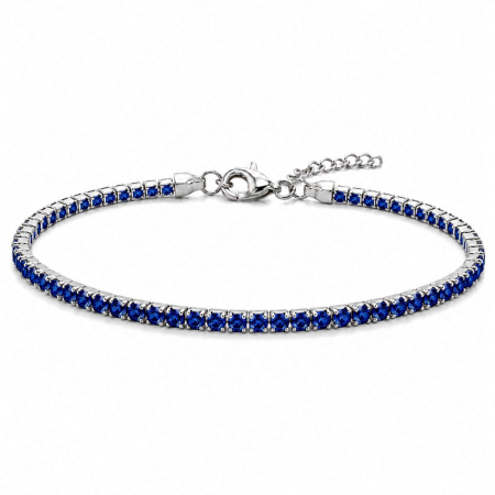 Bratari Tennis Argint - Brățară Tennis Argint 925 pentru Damă cu Zirconiu Albastru 2 mm – Reglabilă