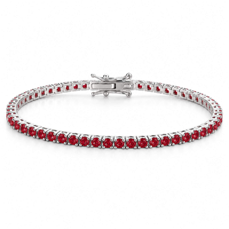 Bratari Tennis Argint - Brățară Tennis Argint 925 pentru Damă, Zirconiu Roșu 2 mm – 19 cm