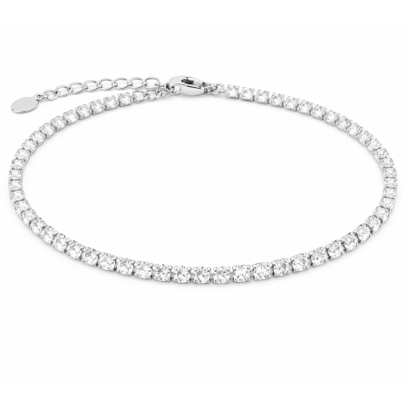 Bratari Tennis - Brățară Tennis cu Cristale Zirconiu Alb 3 mm, Unisex -  Oțel Inoxidabil, Lanț Reglabil (17+4 cm)