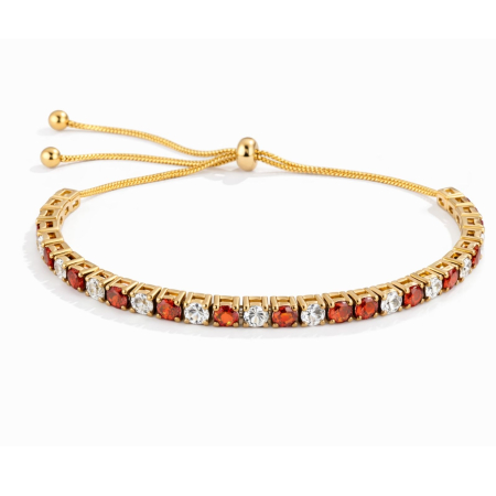 Bratari Tennis - Brățară Tennis Argintie din Oțel Inoxidabil cu Cristale Zirconiu Alb și Roșu 4 mm, Reglabilă