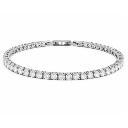 Bratari Tennis - Brățară Tennis Argintie din Oțel Inoxidabil cu Cristale Zirconiu Alb 3 mm, Reglabilă, Unisex