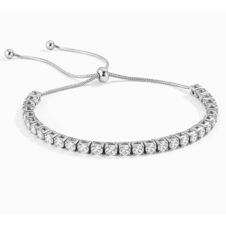 Bratari Tennis - Brățară Tennis Argintie din Oțel Inoxidabil cu Cristale Zirconiu Alb 4 mm, Reglabilă