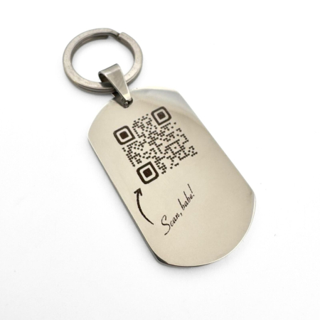 Breloc Personalizat Cod QR - Plăcuță Inox 40x23 mm, Gravură Laser [3]