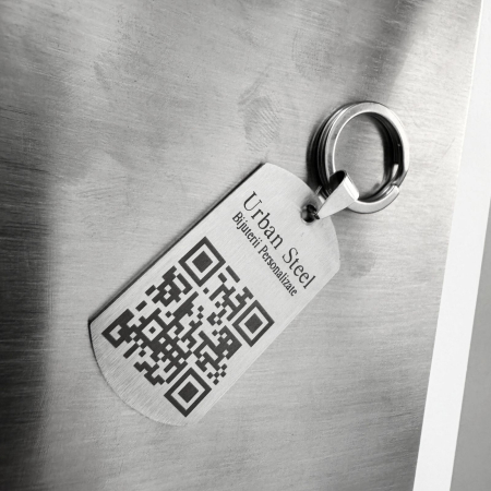 Breloc Personalizat Cod QR - Plăcuță Inox 40x23 mm, Gravură Laser [6]