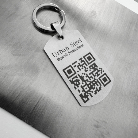 Breloc Personalizat Cod QR - Plăcuță Inox 40x23 mm, Gravură Laser [7]
