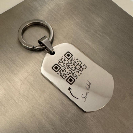 Breloc Personalizat Cod QR - Plăcuță Inox 40x23 mm, Gravură Laser [2]