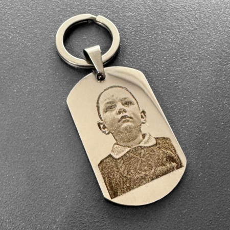 Breloc Personalizat cu Poză și Text - Plăcuță Inox 40x23 mm, Gravură Laser, Garanție pe Viață [2]