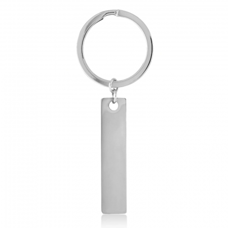 Brelocuri - Breloc Personalizat cu Poză și Text - Plăcuță Inox Argintie 40x10 mm, Gravură Laser, Garanție pe Viață