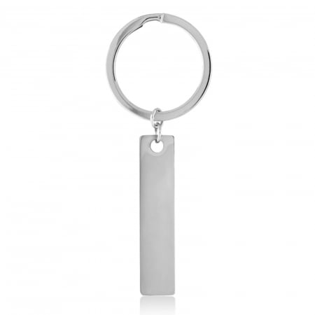 Breloc Cheie Auto Personalizat Drive Safe - Plăcuță Inox Argintie 40x10 mm, Gravură Laser, Garanție pe Viață [2]